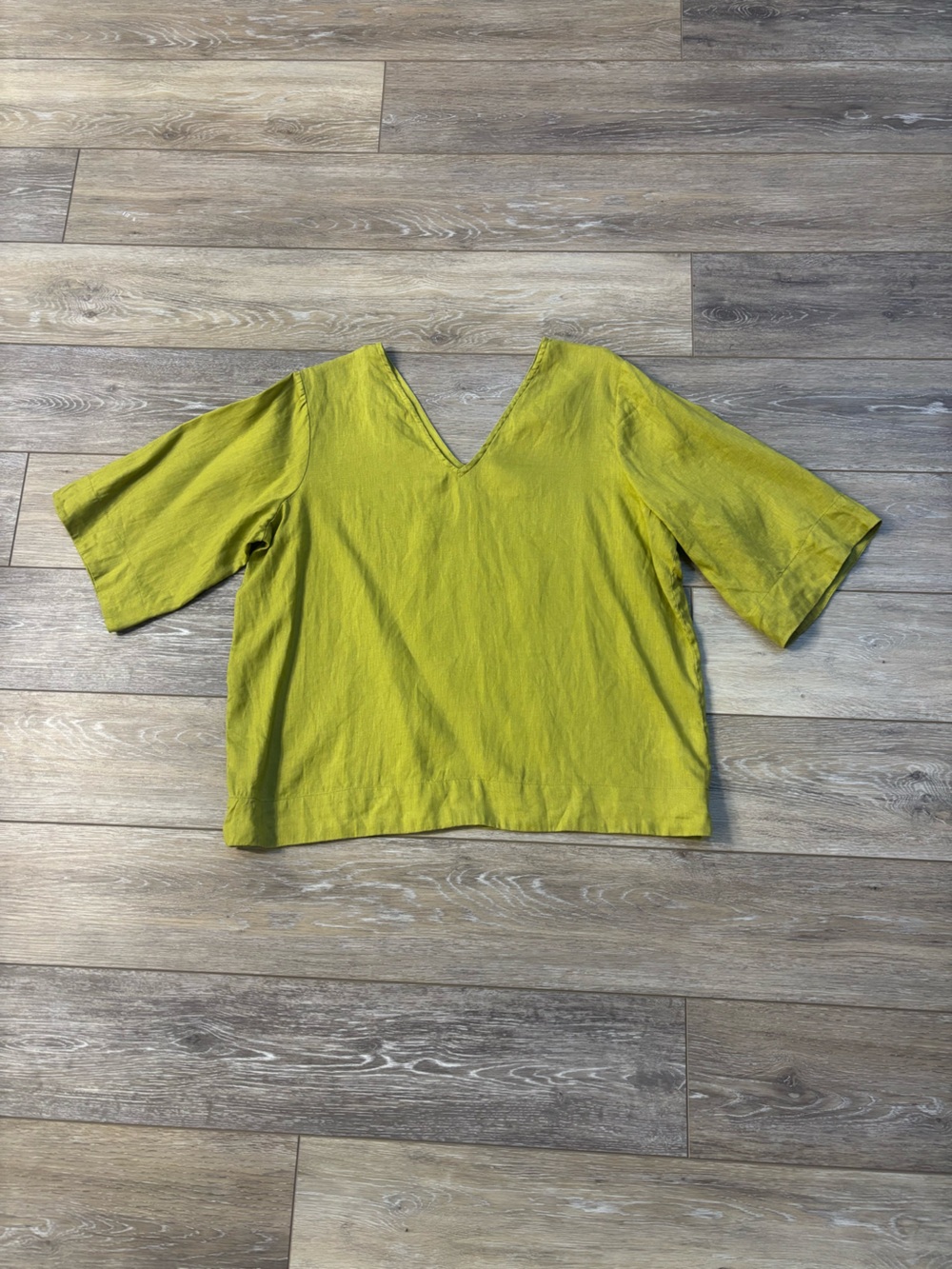 Boden Tunic Top Sz 8 Green Linen Cropped Coastal Summer Boho Lagenlook *Read*